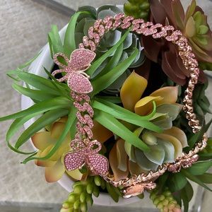 Rose gold with pink butterfly necklace